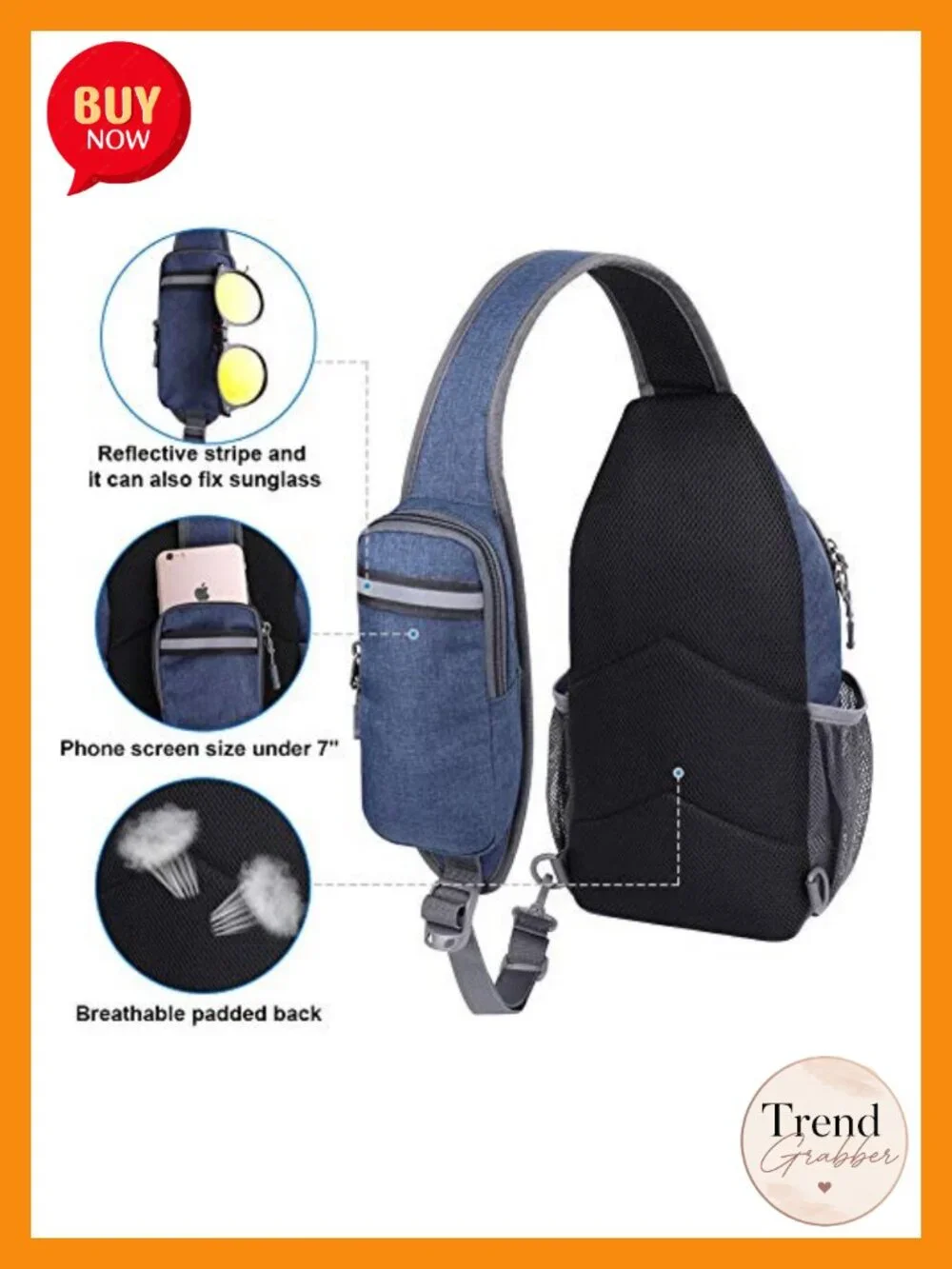 Water-Resistant Crossbody Sling Backpack with Multi-Compartment Storage,